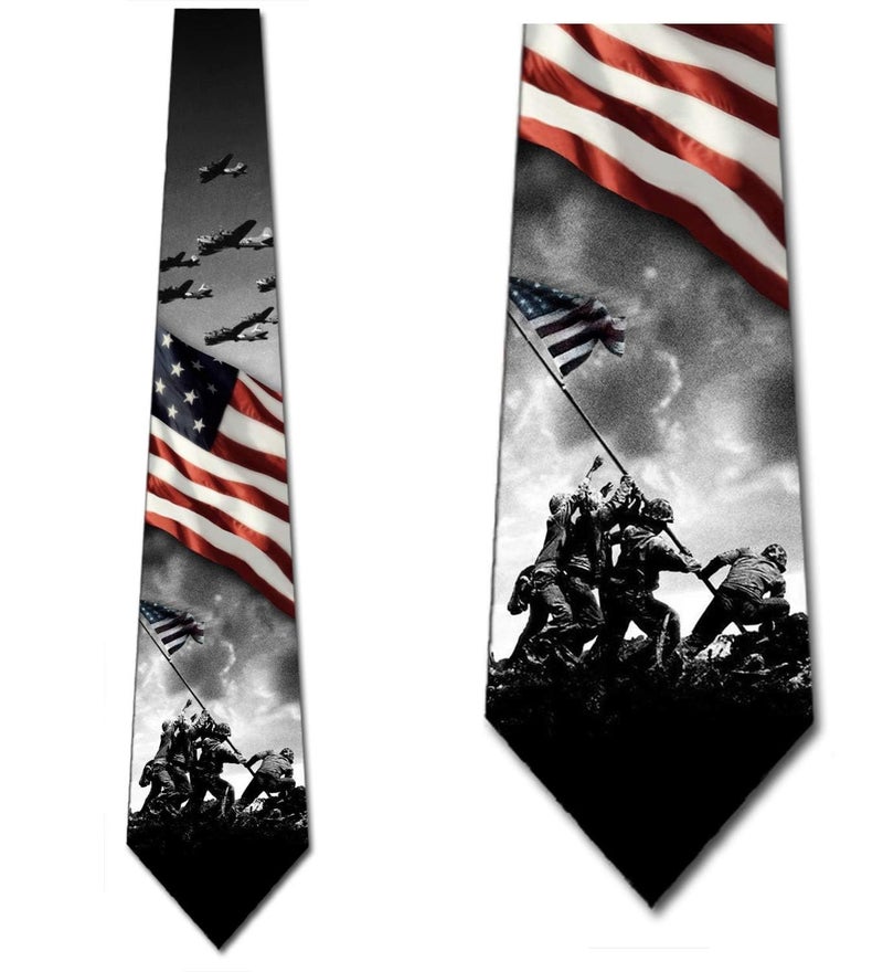 Three Rooker Flag Ties Mens World War II Patriotic Necktie - Image 2